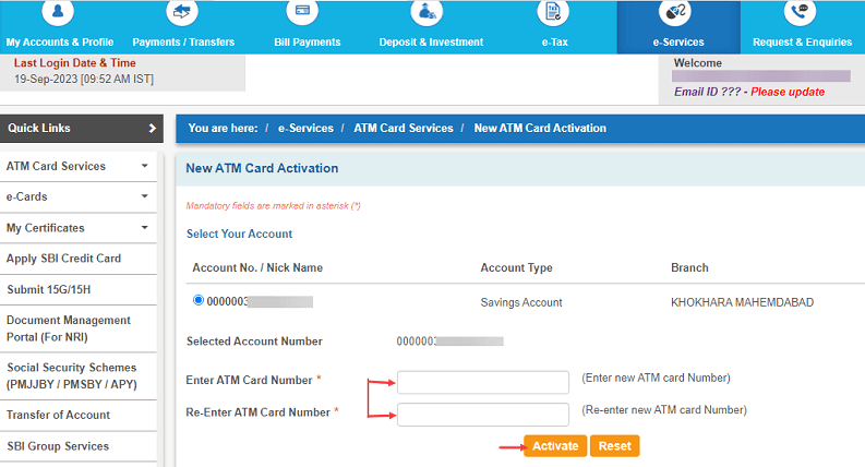  Activate New SBI ATM Debit Card Online