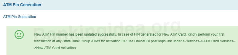 SBI New ATM Debit card Pin Generation Online