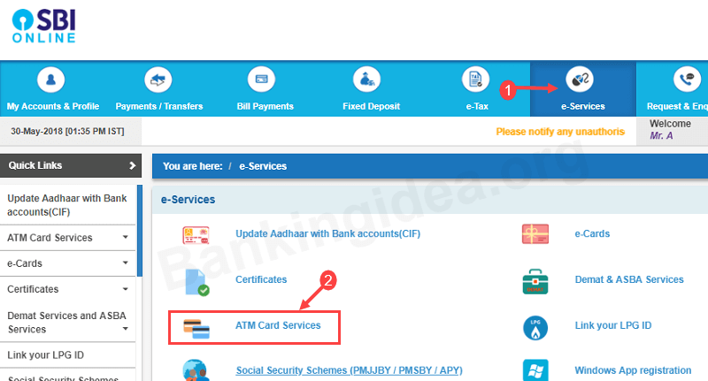 activate new sbi atm debit card online