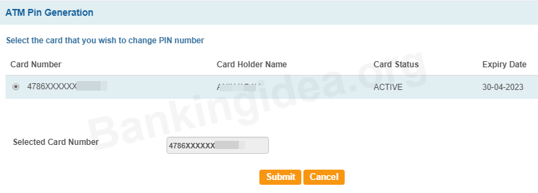 SBI New ATM Debit card Pin Generation Online