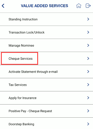 Indian Bank cheque book apply