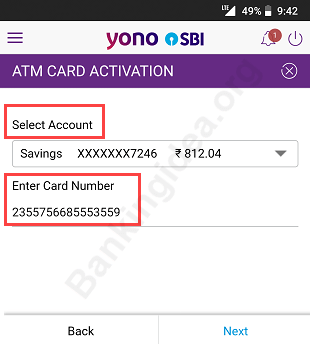 SBI YONO activate atm card