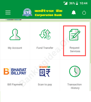 Request Corporation Bank Cheque Book online