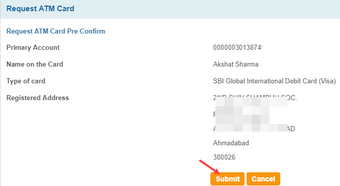 apply SBI ATM Debit card online