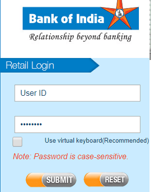 Bank of India net banking login