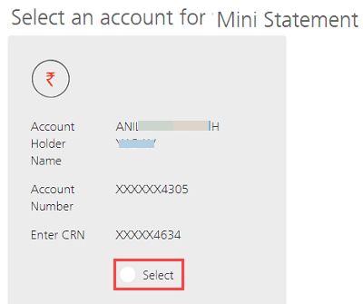 Kotak Mahindra Bank Mini Statement