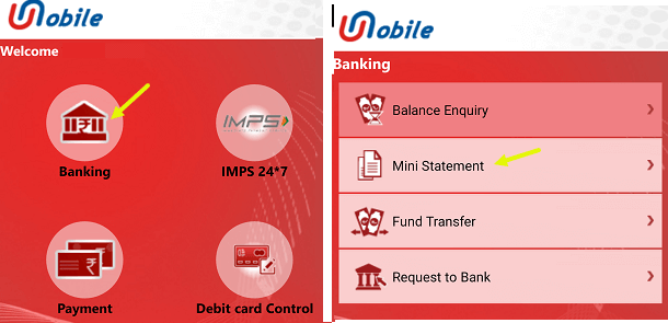 Union Bank of India Mini Statement