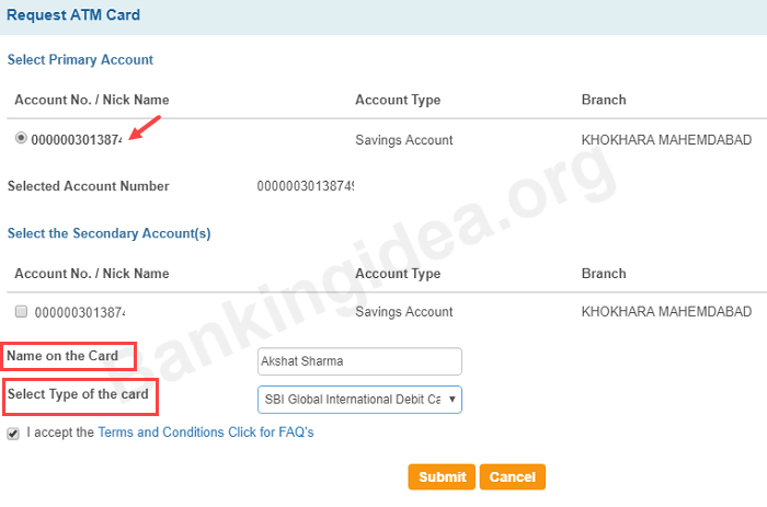 apply SBI ATM Debit card online