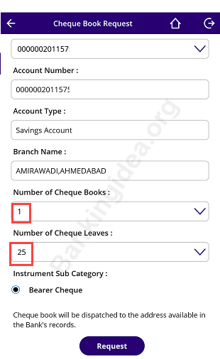 SBI Request Cheque Book Online