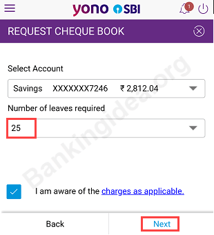 SBI YONO Request Cheque Book Online