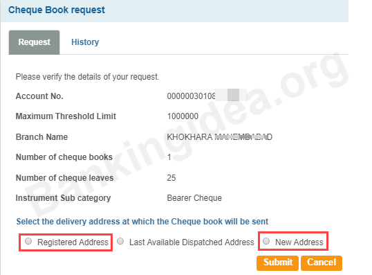 SBI Request Cheque Book Online