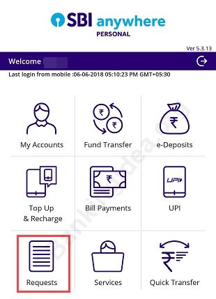 SBI Request Cheque Book Online