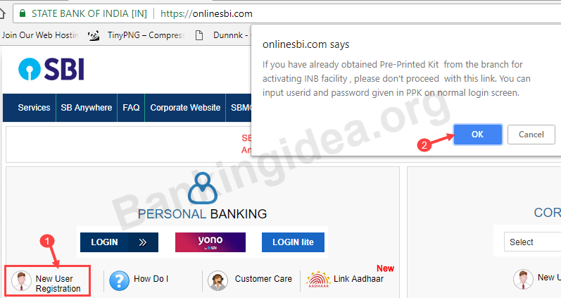 SBI net banking online register activate