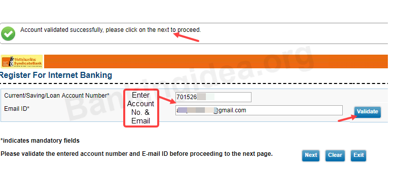 register activate syndicate net banking online