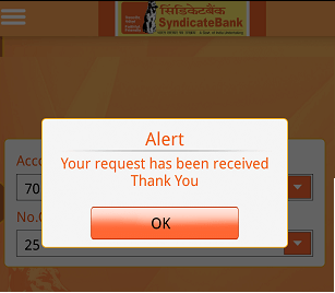 Request Syndicate Bank Cheque Book Online
