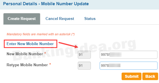 Change SBI registered mobile number online