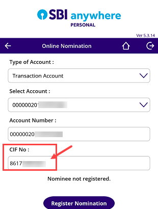Find SBI CIF number online