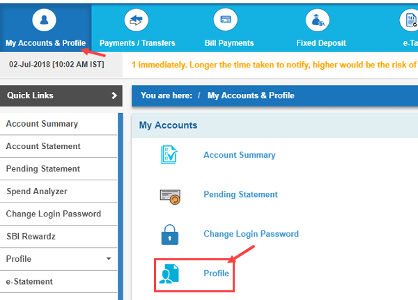 register-pan card sbi account online