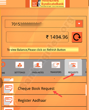 Request Syndicate Bank Cheque Book Online