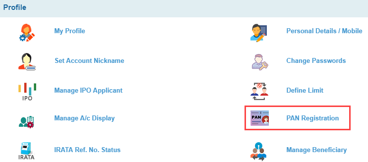 register-pan card sbi account online