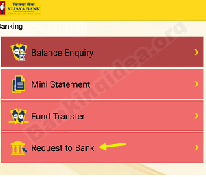 Vijaya Bank apply new Cheque book online