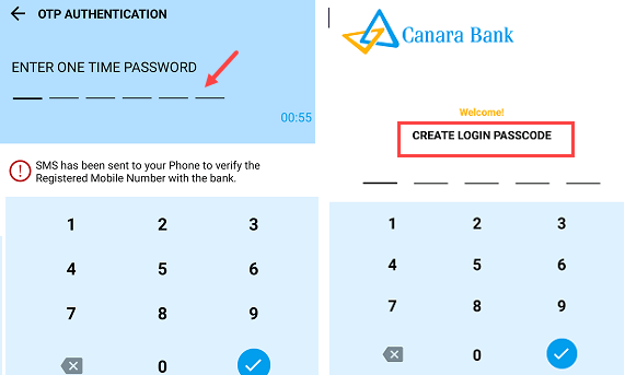 Canara Bank mobile banking registration