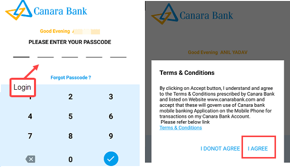 Canara Bank mobile banking registration