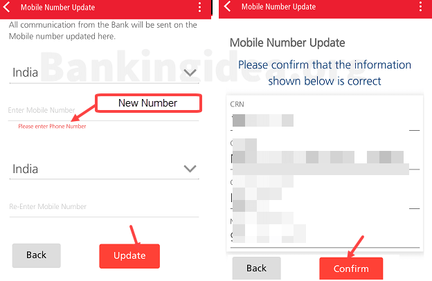 Kotak Bank change registered mobile number