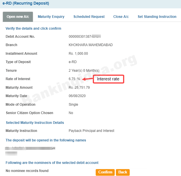 Open RD SBI Online