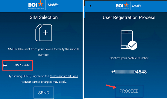 BOI mobile banking registration process