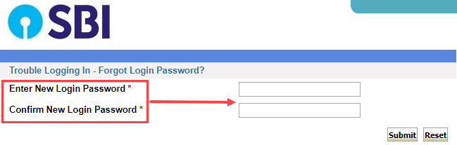 Reset SBI net banking login password