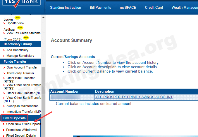 Yes Bank FD open online