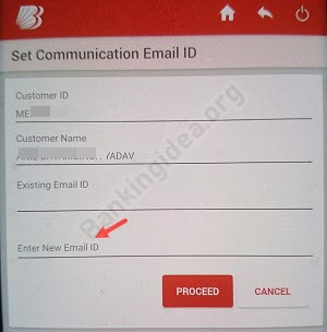 BOB Email ID Register or Update Online