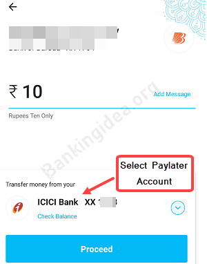 Transfer Money From ICICI Pay Later Account