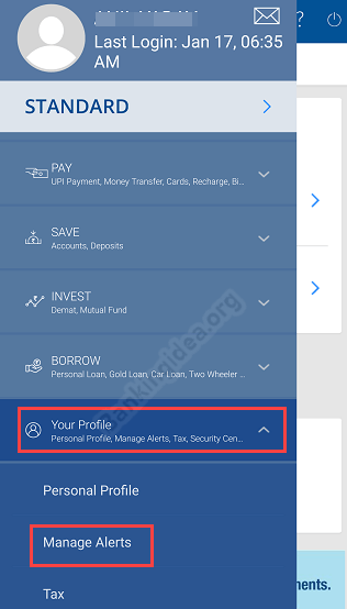 HDFC SMS and email alert
