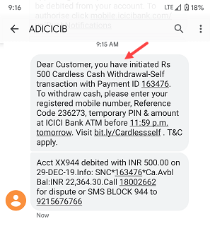 Withdraw Cash from ICICI ATM Without using Debit card 