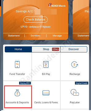 ICICI PPF account transfer money online