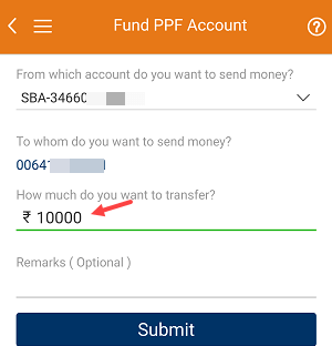 ICICI PPF account transfer money online
