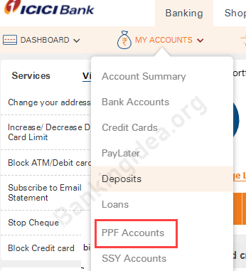 ICICI PPF account transfer money online