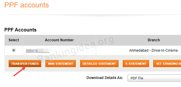 ICICI PPF account transfer money online