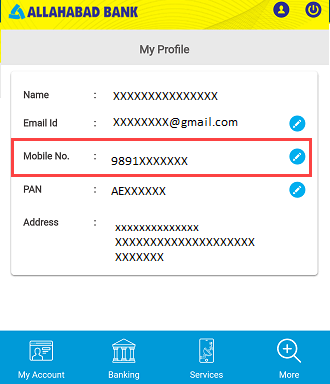 change allahabad bank mobile number
