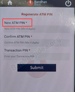 Bandhan Bank ATM PIN Generation Online Process