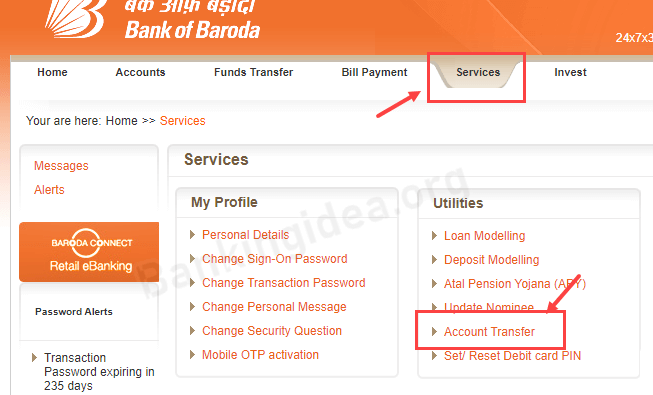 Transfer Bank of Baroda Account To New Branch Online