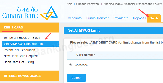 view change canara atm daily cash withdrawal limit