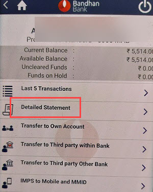 check bandhan bank statement