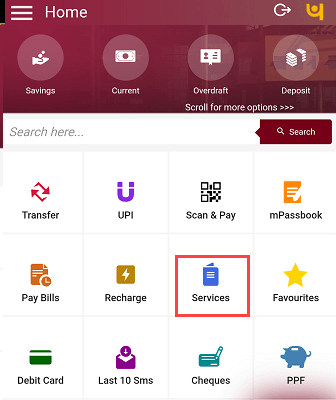 PNB Cheque Book apply Online