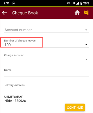 PNB Cheque Book apply Online
