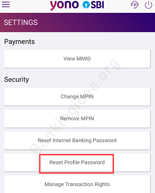 reset sbi profile password