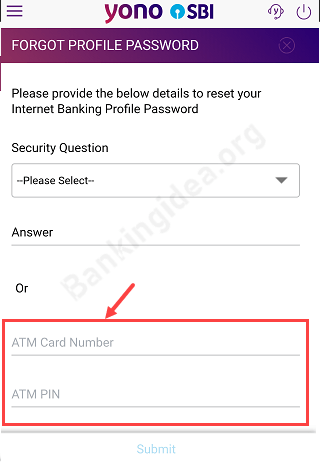 reset sbi profile password