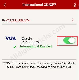 Enable South Indian Bank Debit card International Transactions 